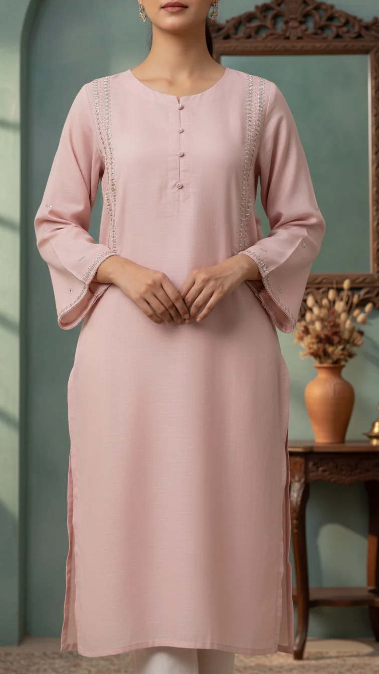 Embroiderd Slub Khaddar Shirt PW5225