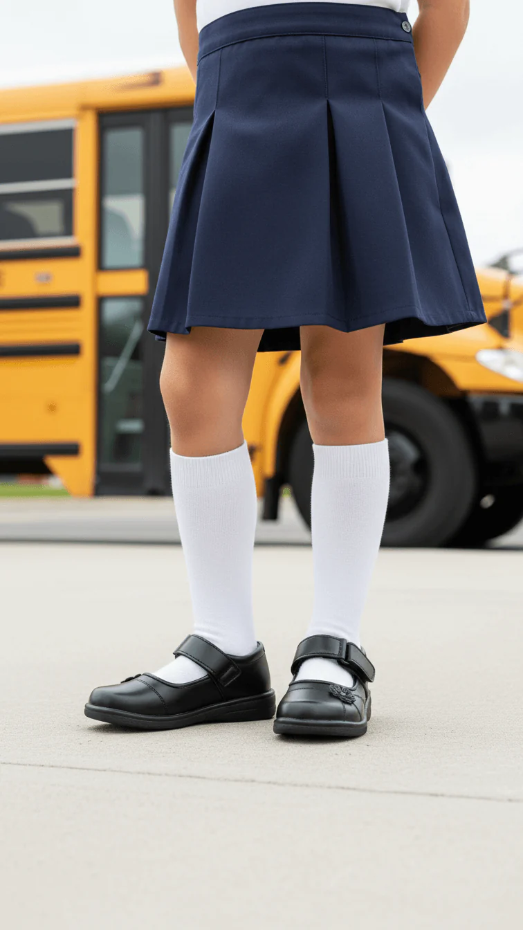 Girls Black Velcro Strap School Shoes SK0068