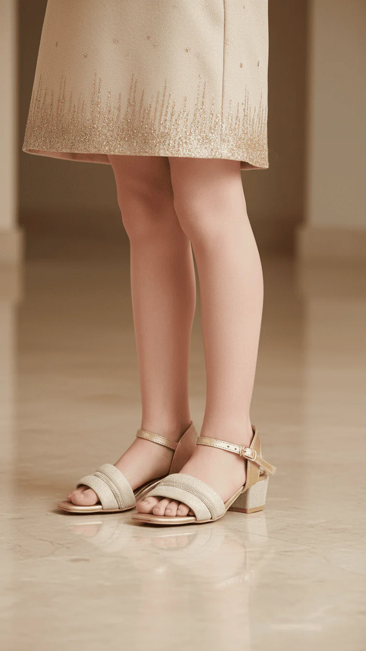 Girls Golden Fancy Sandal KD9881