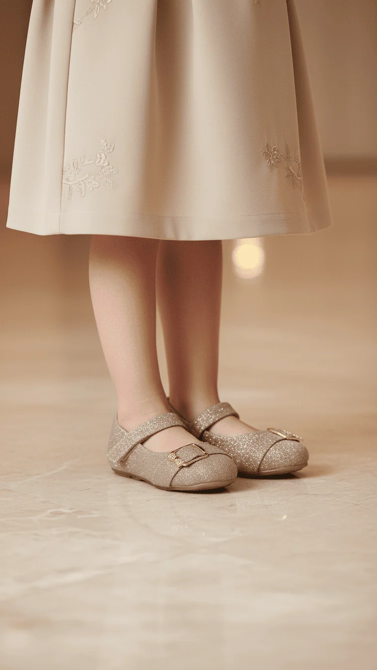 Girls Grey Formal Pumps KD2529