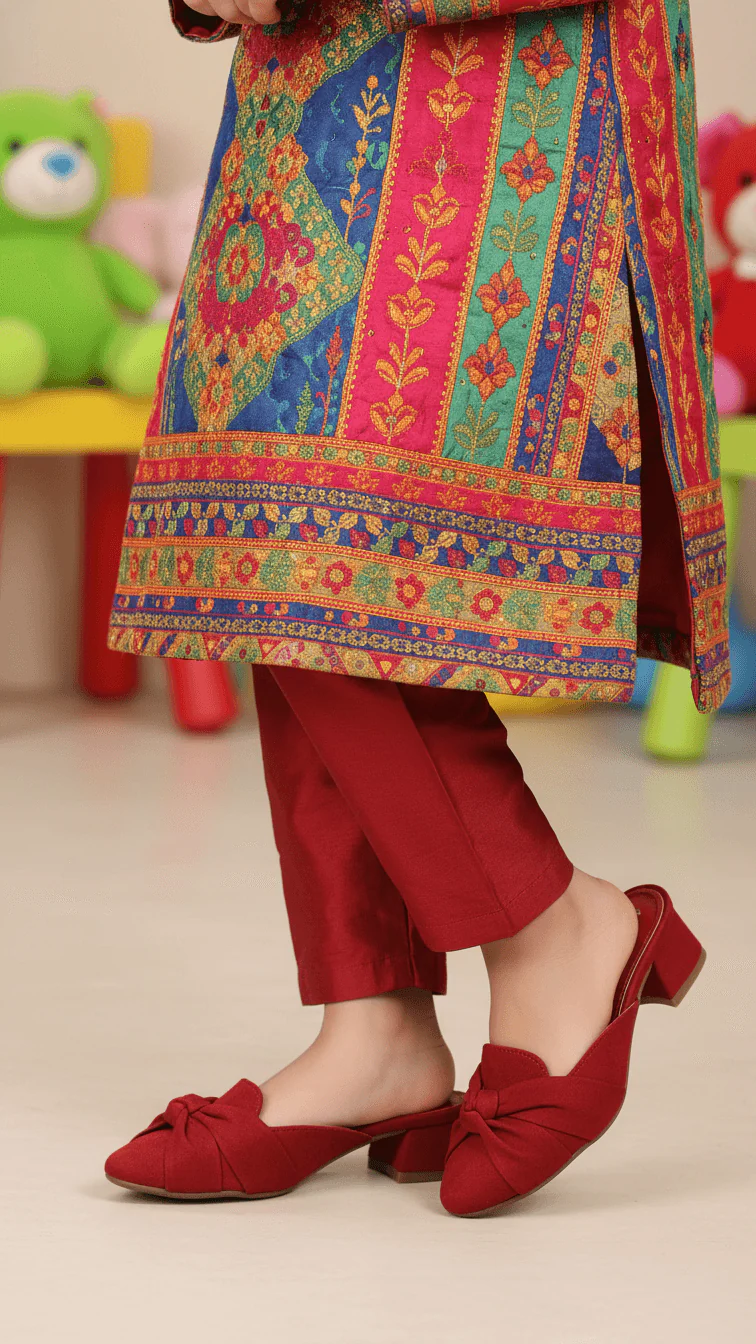Girls Maroon Formal Pumps KD2293