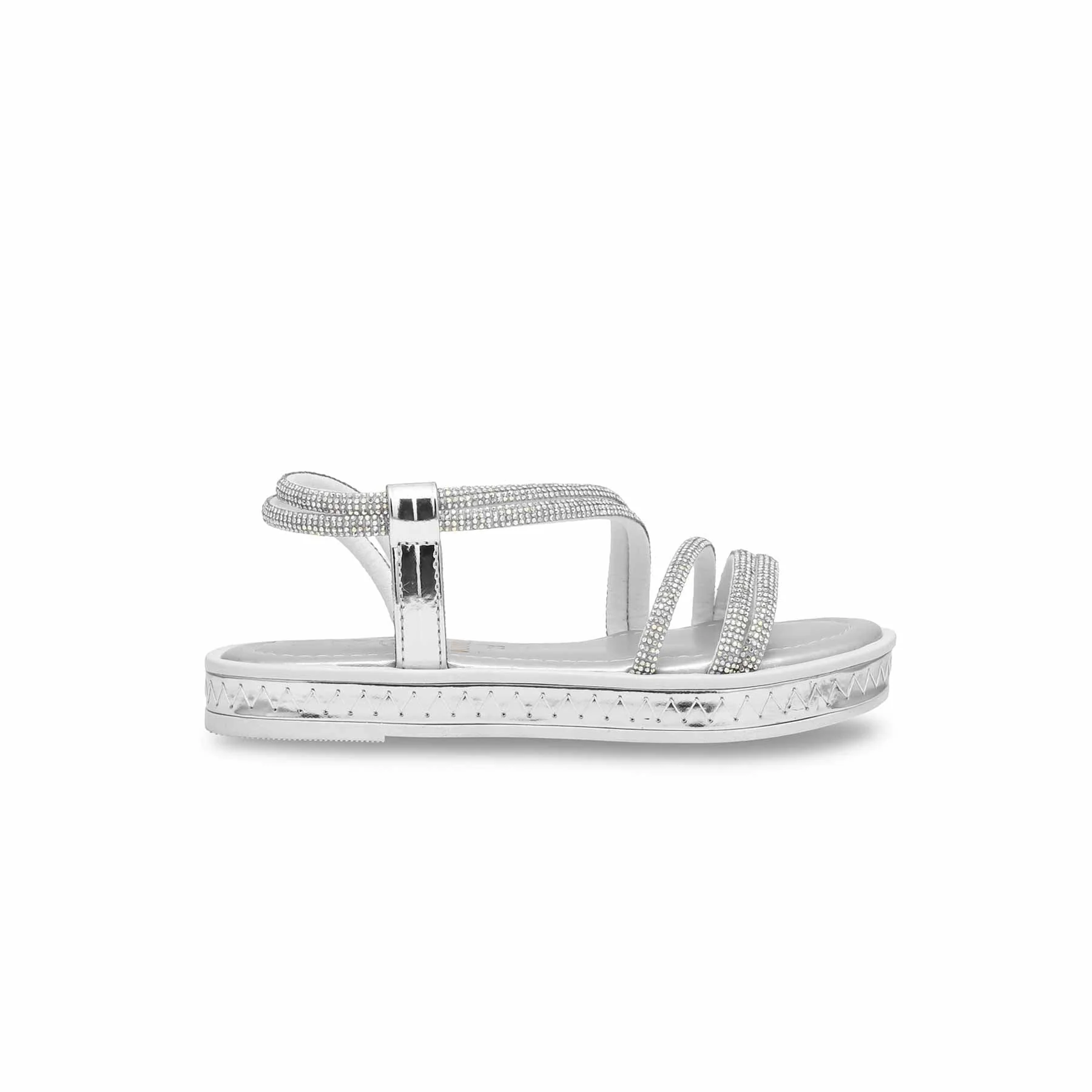 Girls Silver Fancy Sandal KD9838 - Image 2