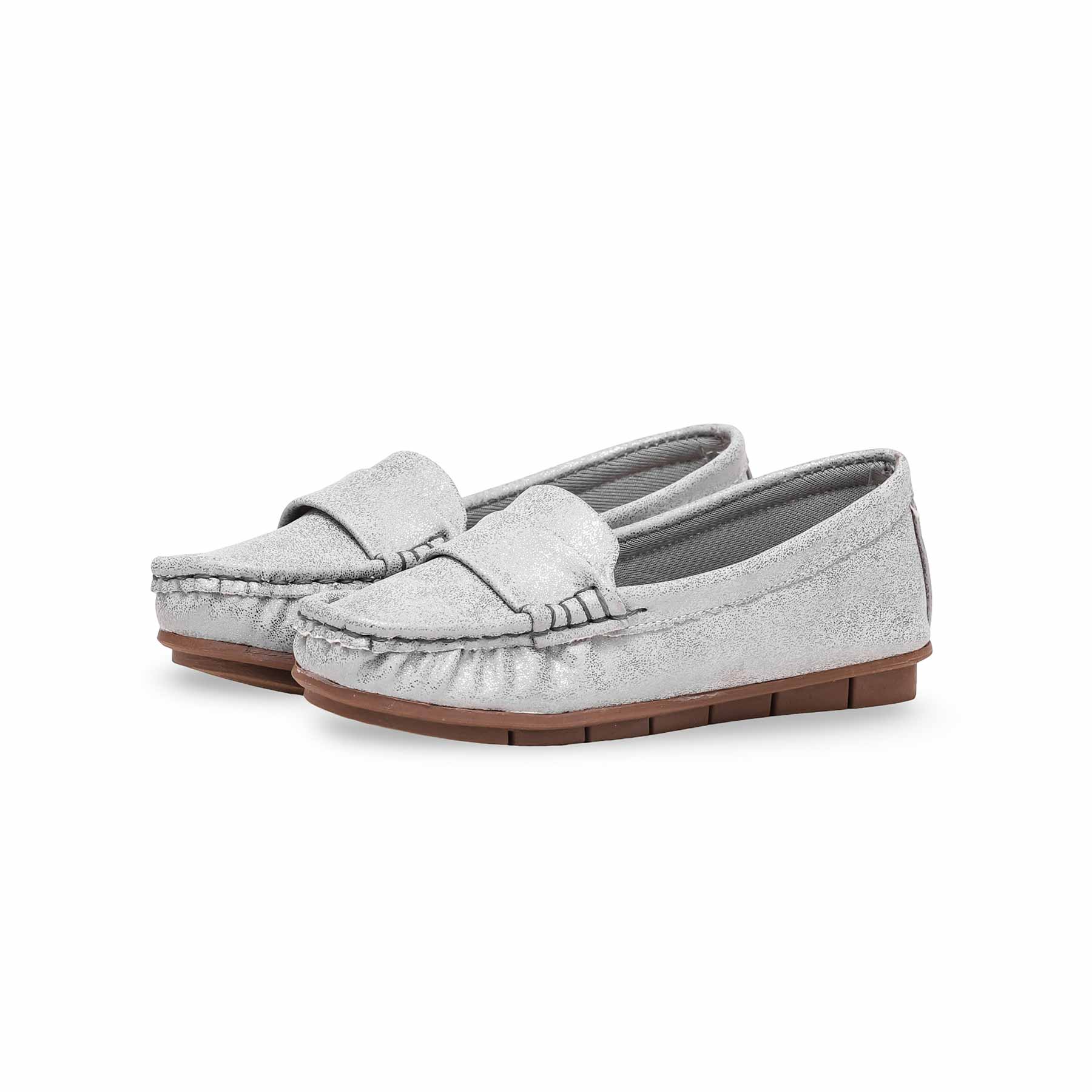 Girls Silver Formal Moccasin KD0912 - Image 2