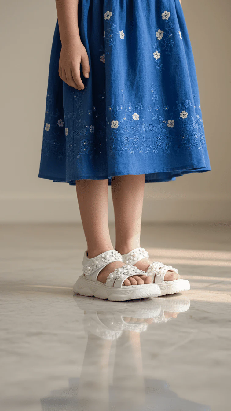 Girls White Casual Sandal KD5612