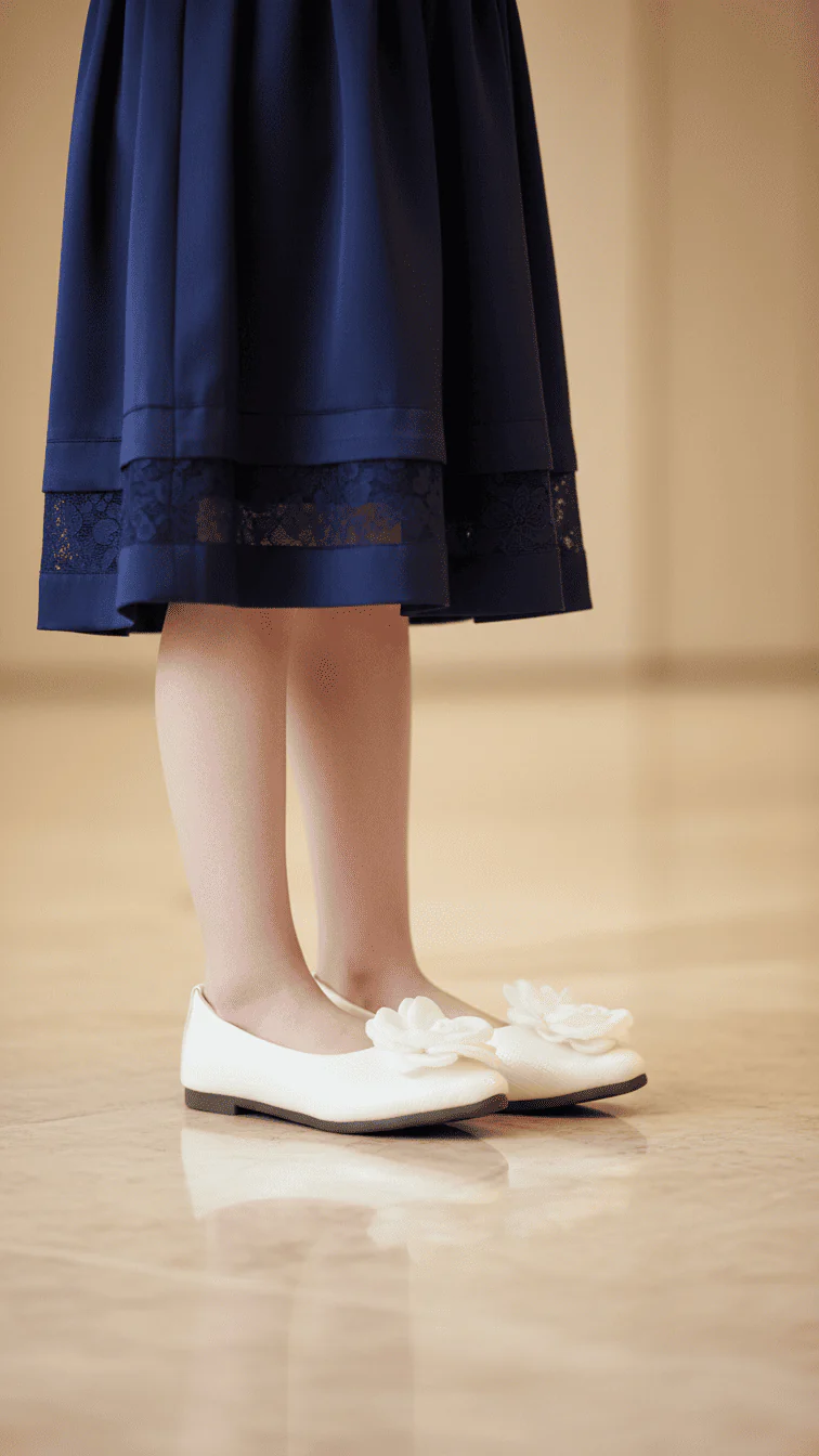 Girls White Formal Pumps KD2474