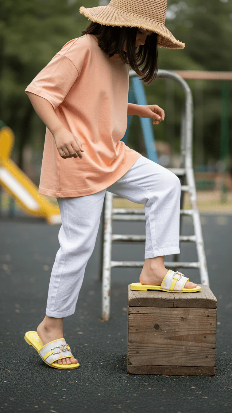 Girls Yellow Casual Slipper KD5558