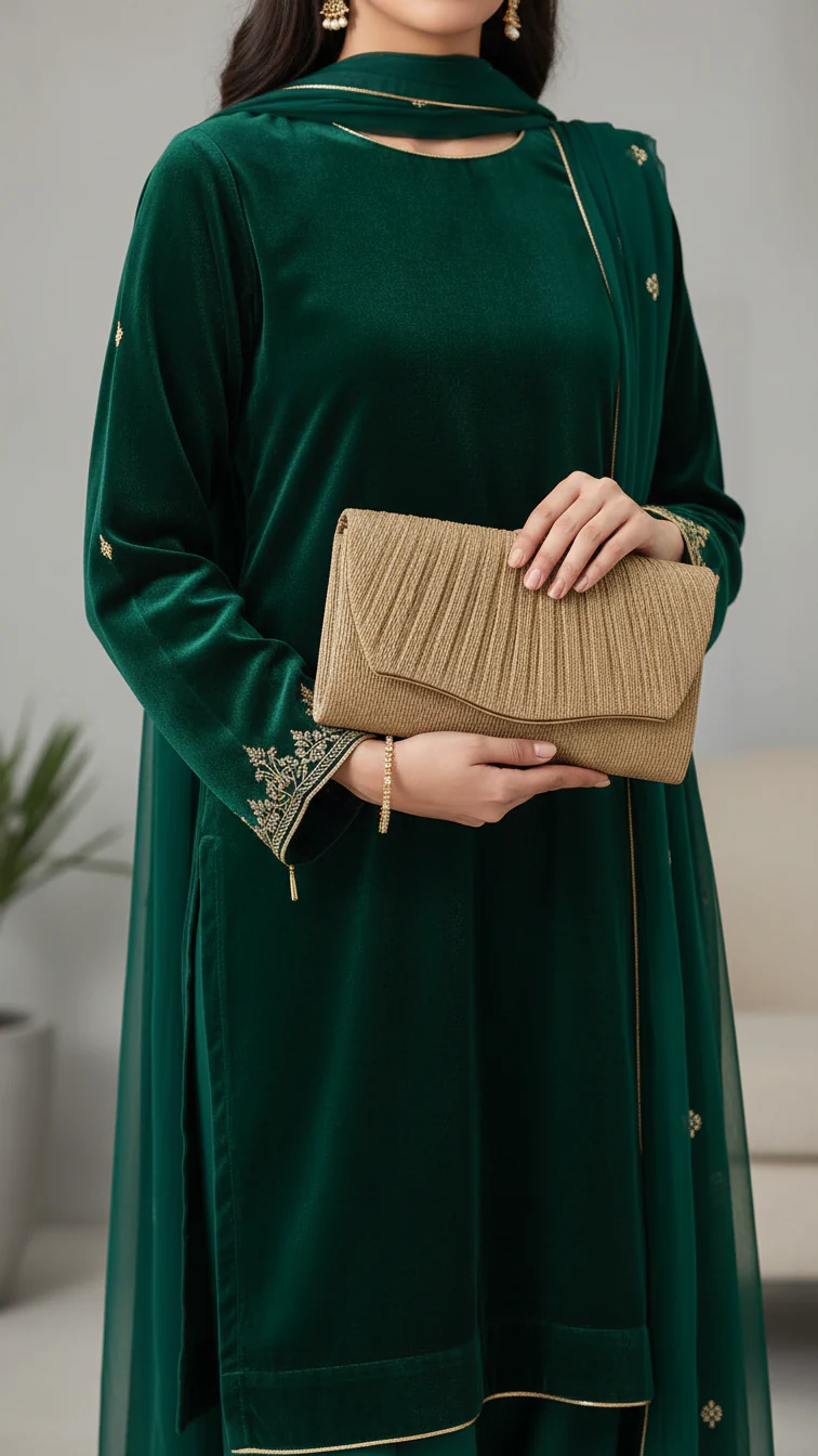 Golden Fancy Clutch For Women P24427