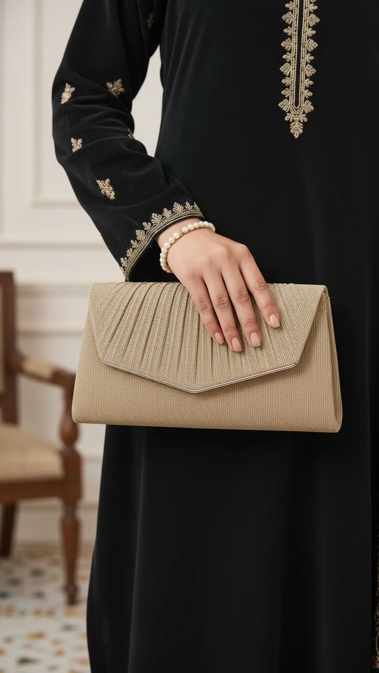 Golden Fancy Clutch For Women P24430