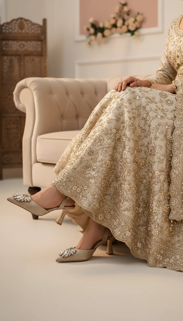 Golden Fancy Bridal Sandal WN5364