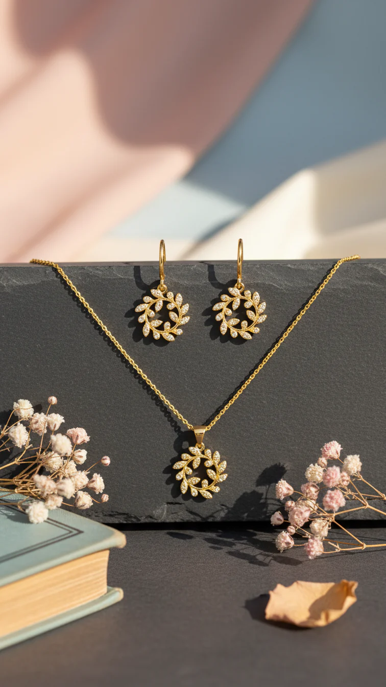 GOLDEN PENDANT SET J42962
