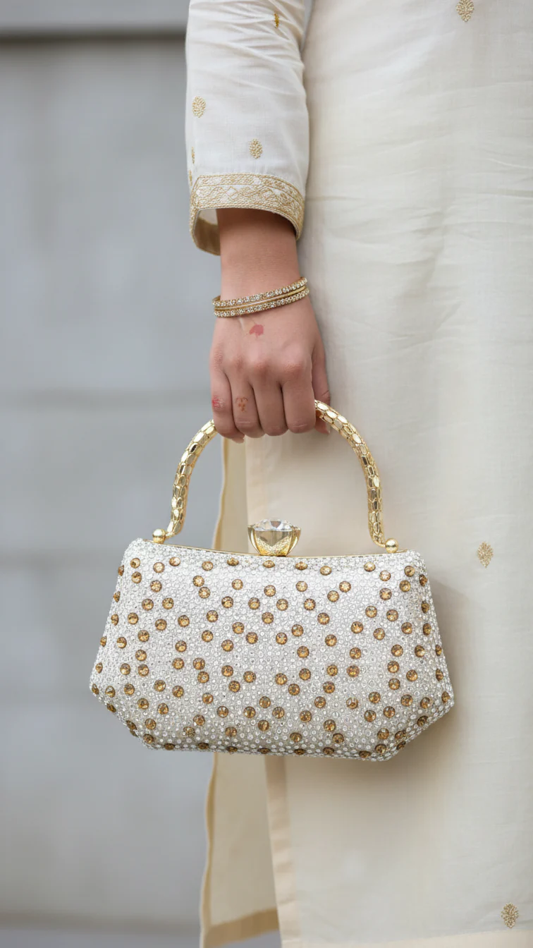 Golden Women Fancy Clutch P24387