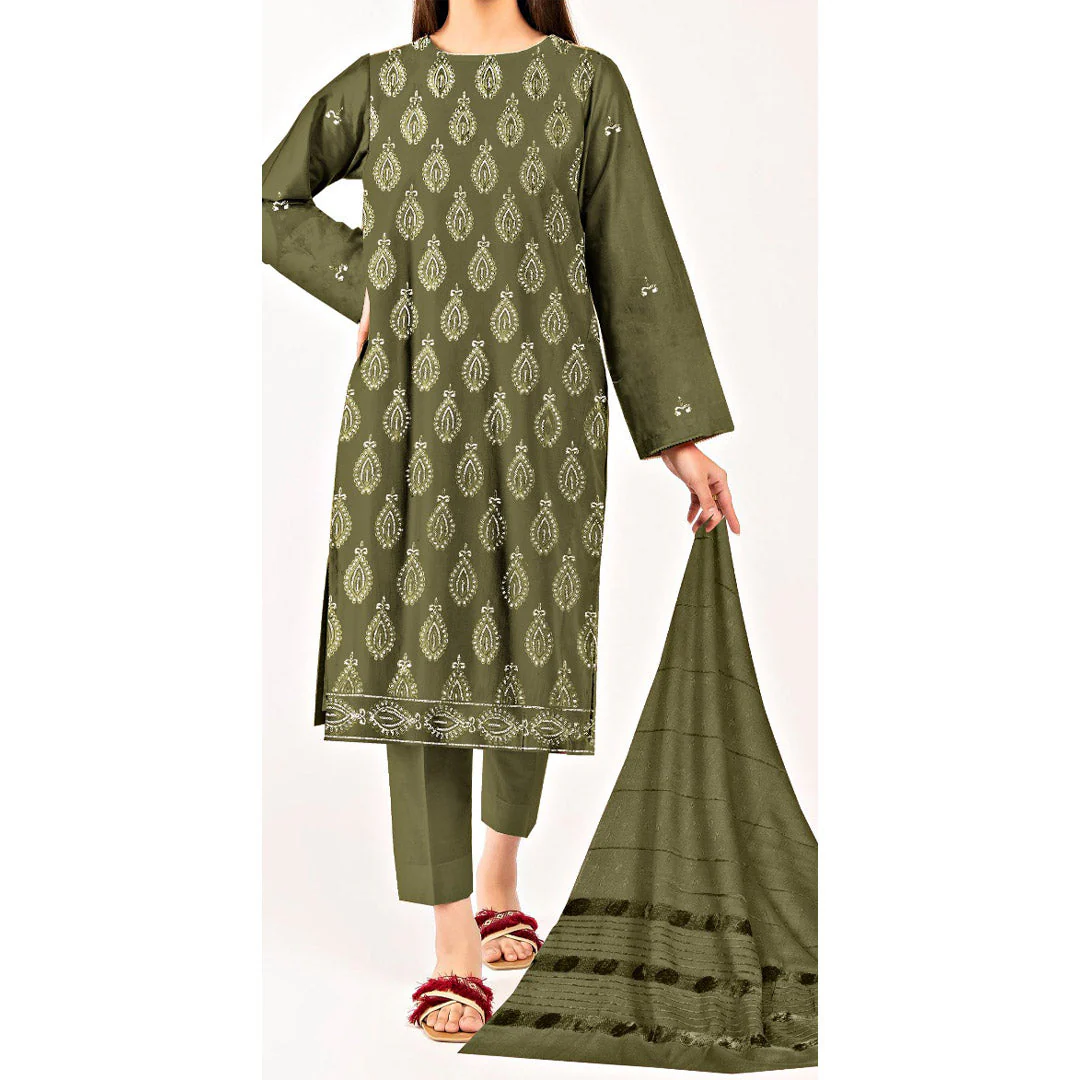 3PC- Unstitched Embroidered Suit PW9387