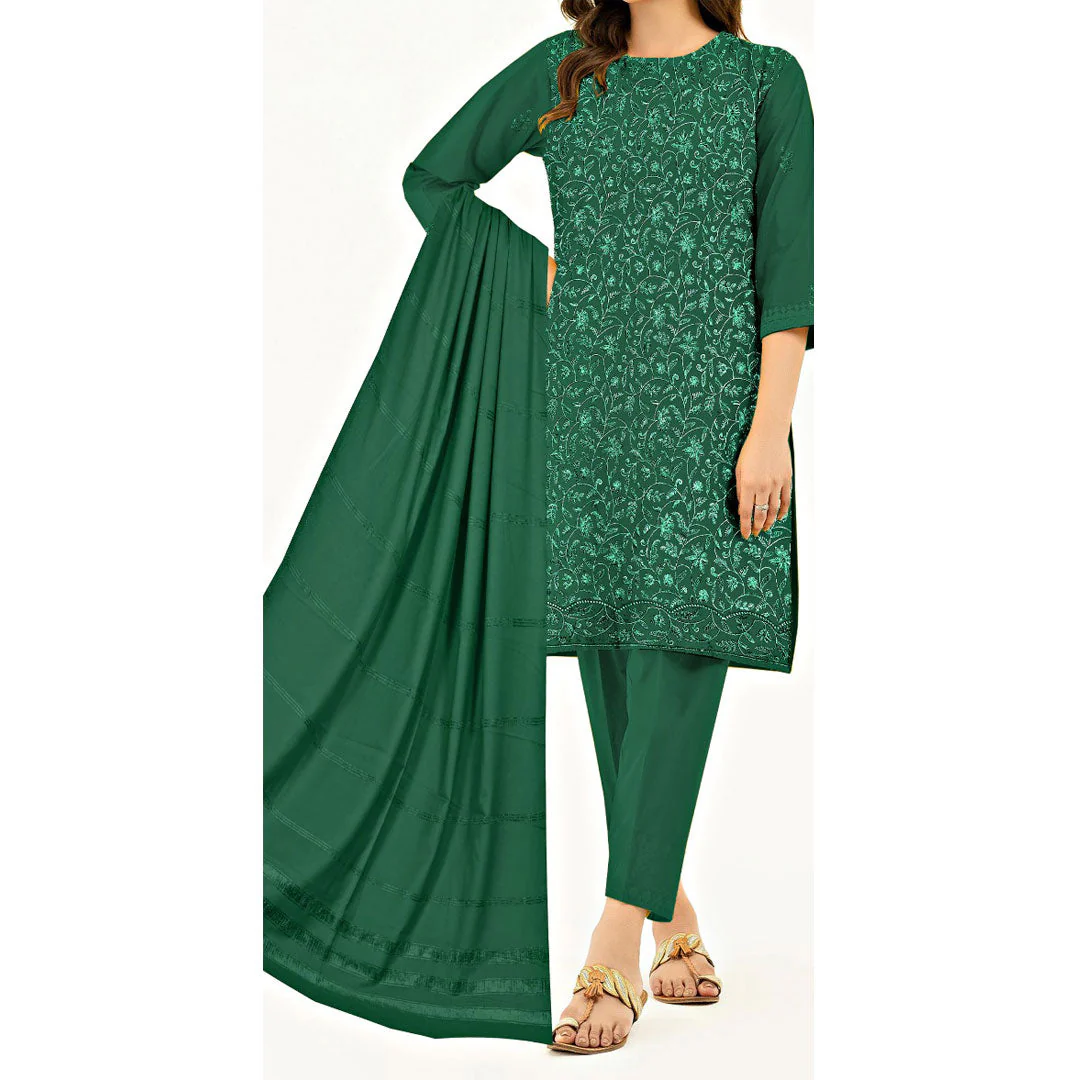 3PC- Unstitched Embroidered Suit PW9388