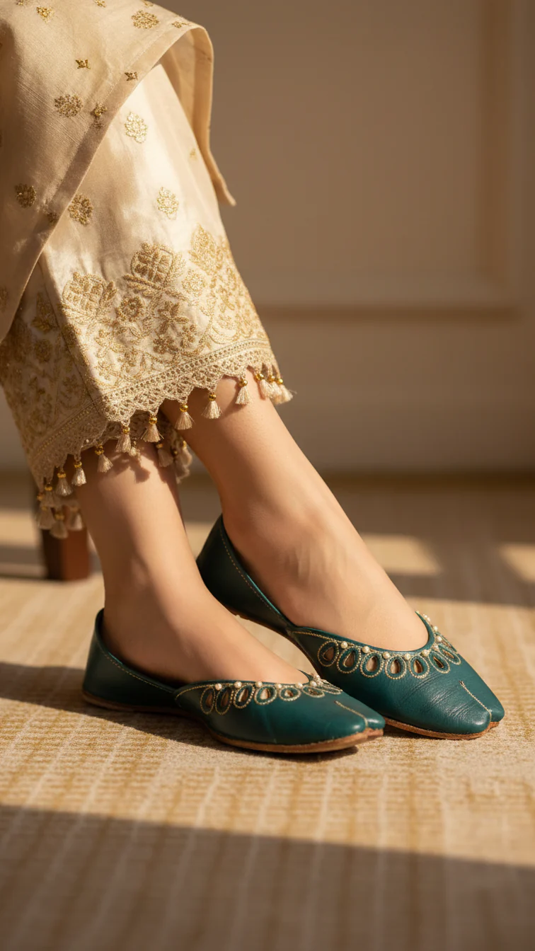 Green Leather Khussa EC8643