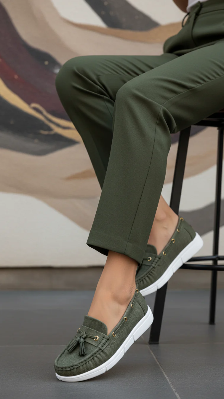Green Moccasin For Ladies WN4581