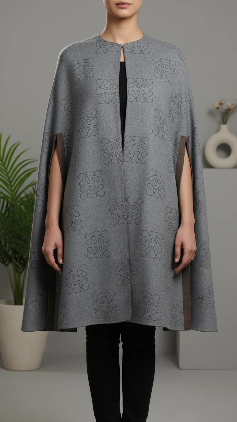 Grey Winter Cape Shawl PW5923