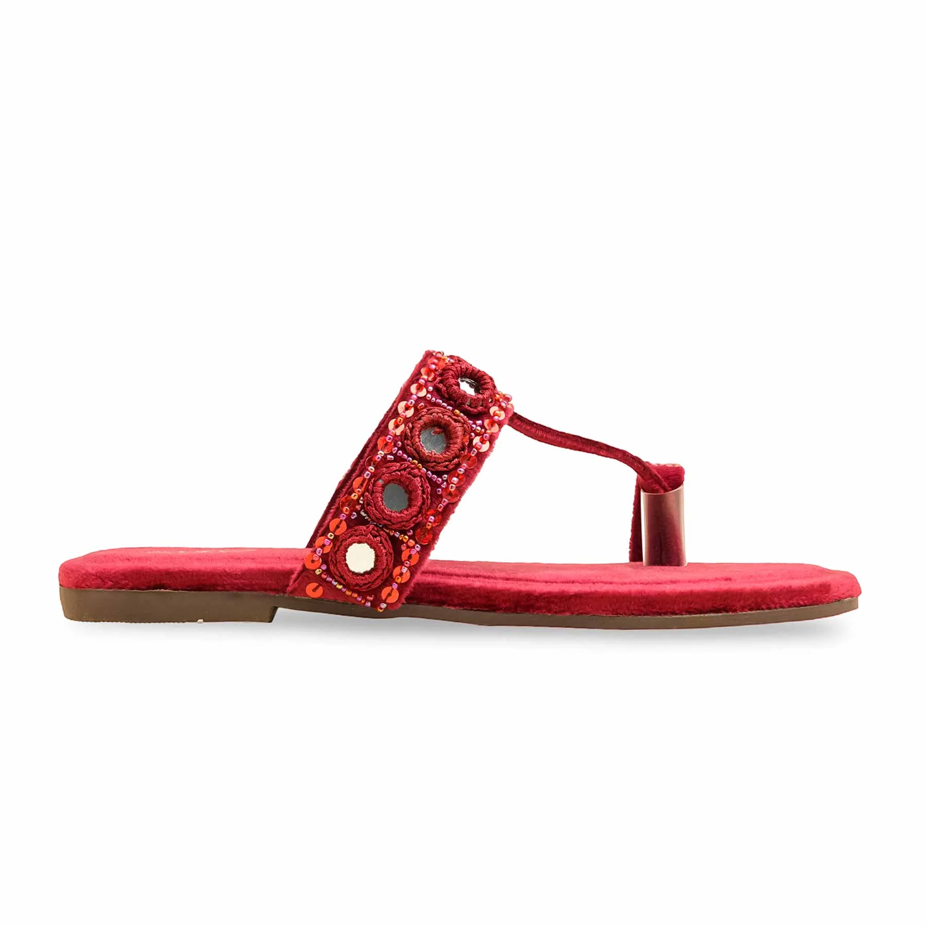 Maroon Ethnic Chappal EC0236 - Image 2