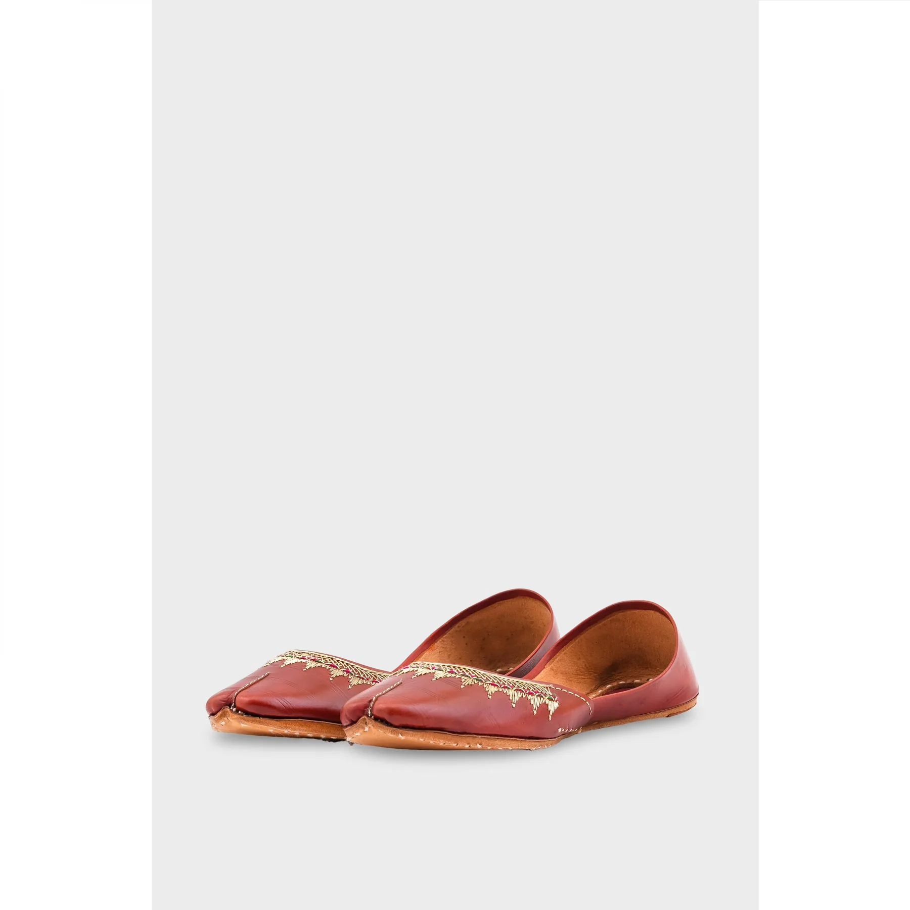 Maroon Leather Khussa EC8660 - Image 3