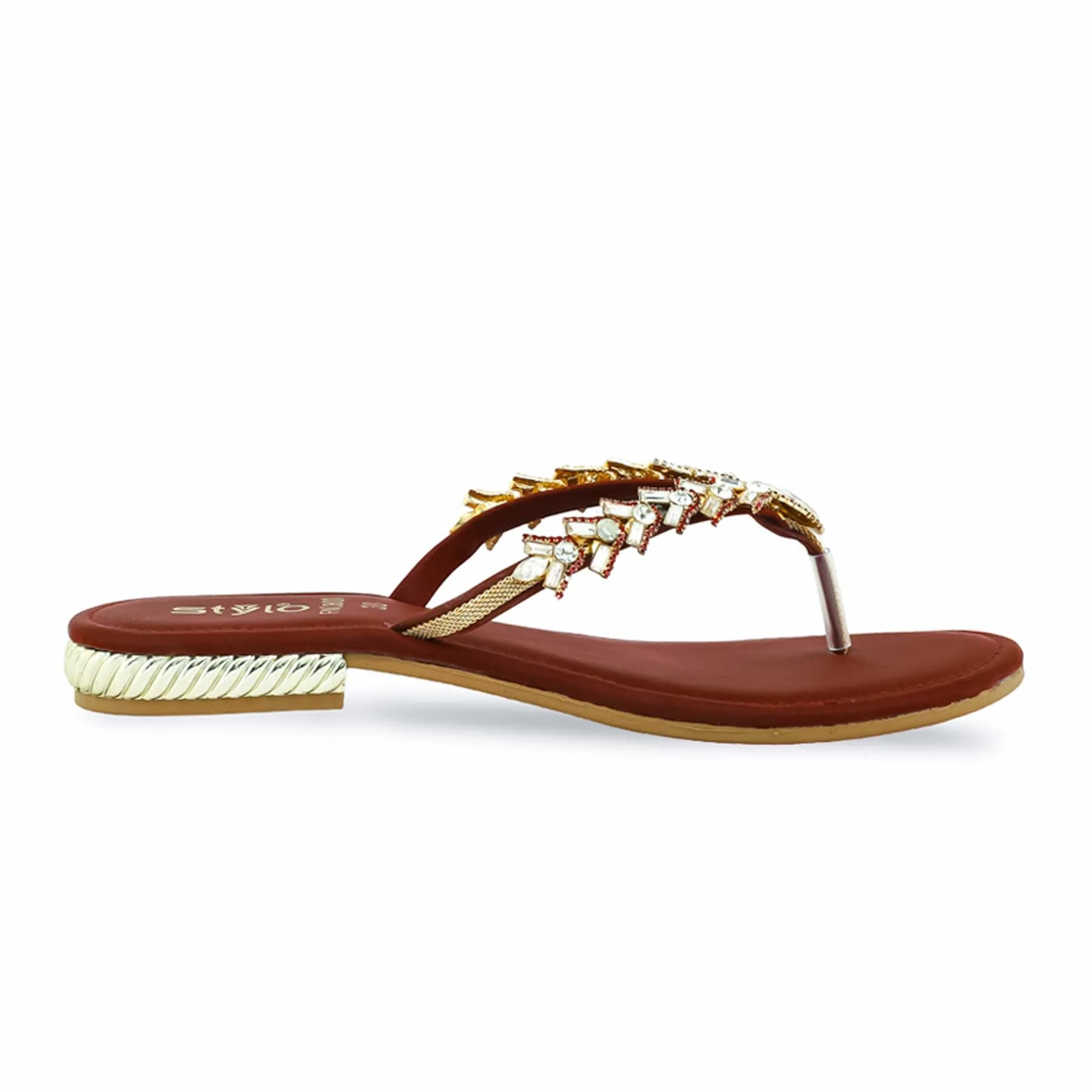 Maroon Fancy Chappal FN0801 - Image 2
