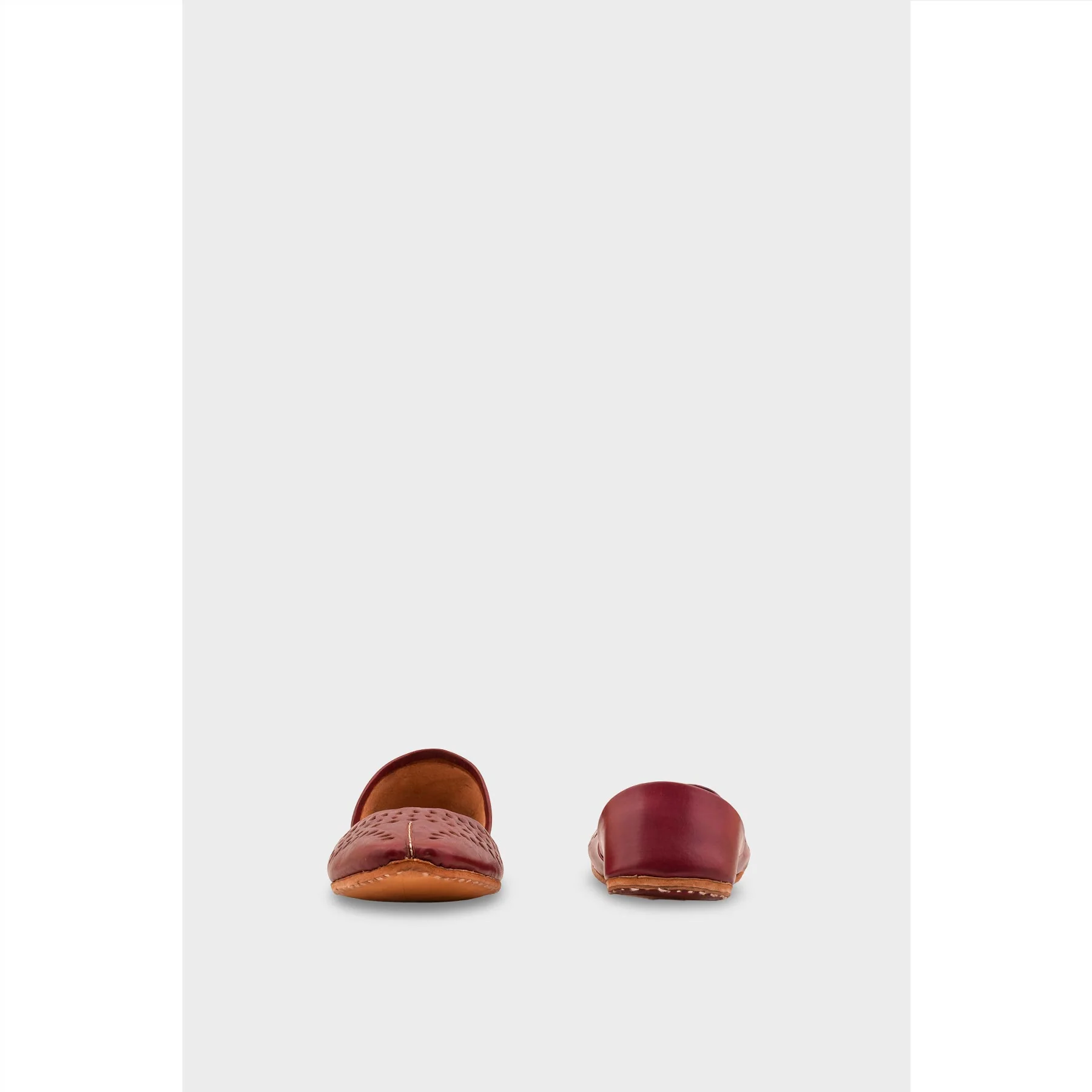 Maroon Leather Khussa For Women EC8694 - Image 4