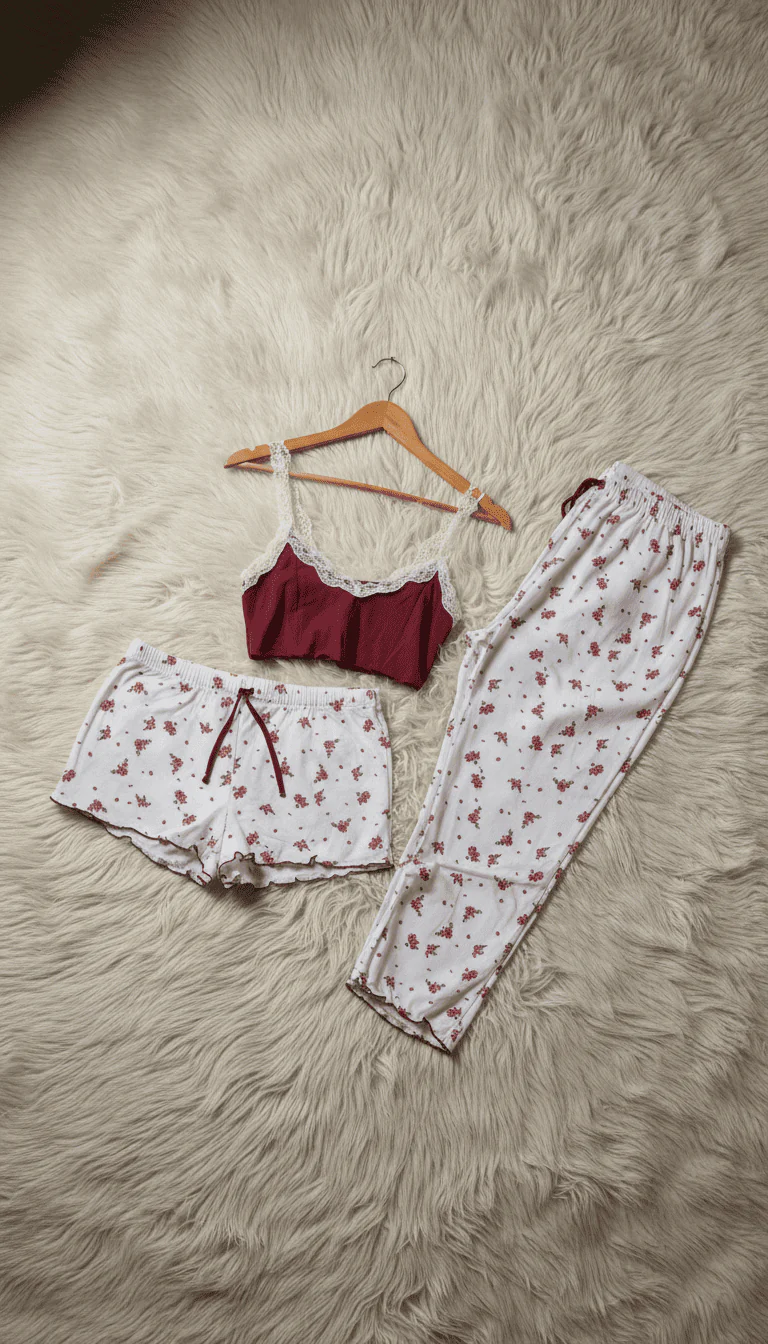 Maroon Nighty Set For Women LN0000