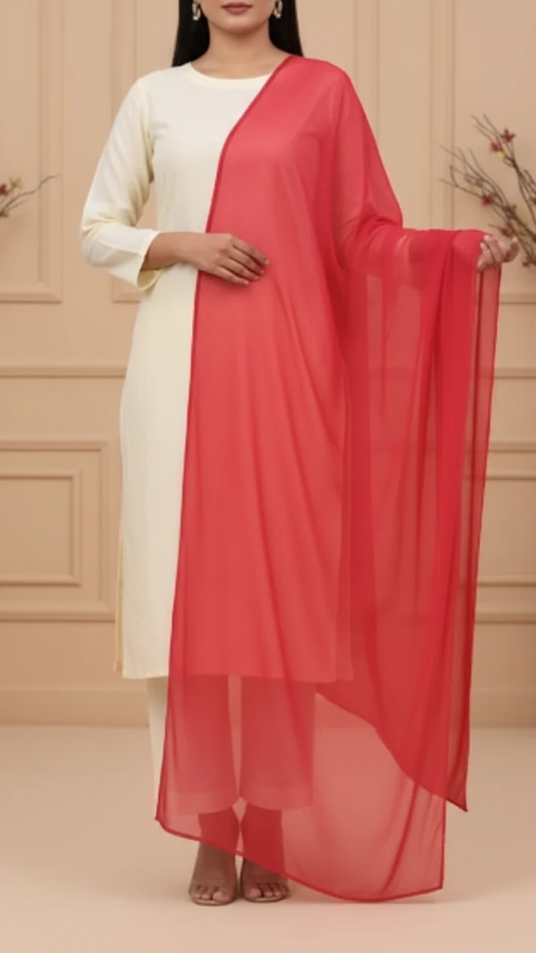 Maroon Plain Chiffon Duppata PD5617