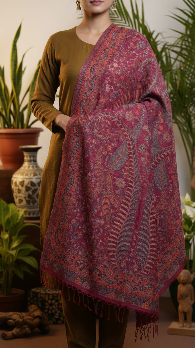 Maroon Winter Stole PW5753