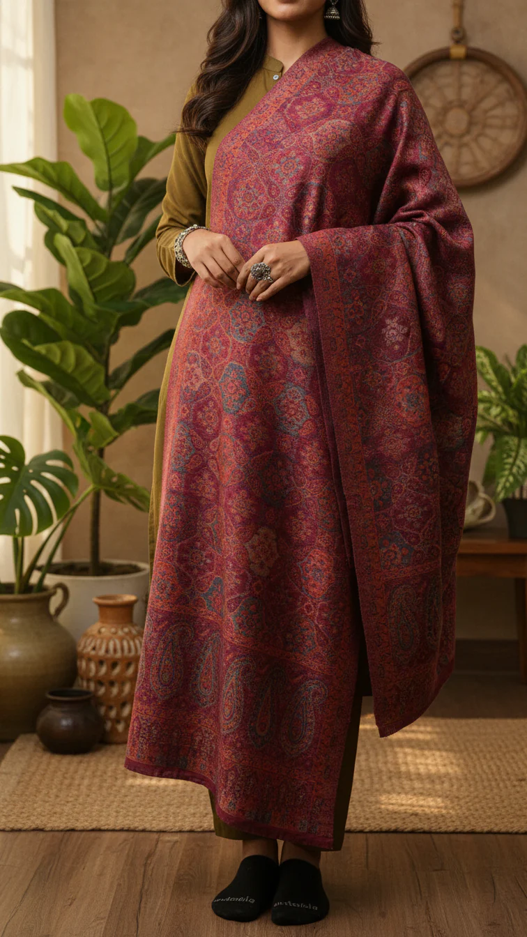 Maroon Winter Stole PW5754