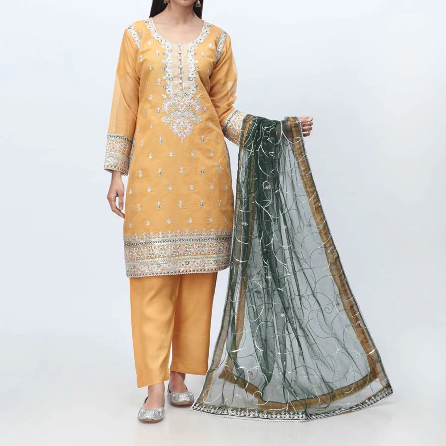 3PC- Embellished Organza Suit PF3006