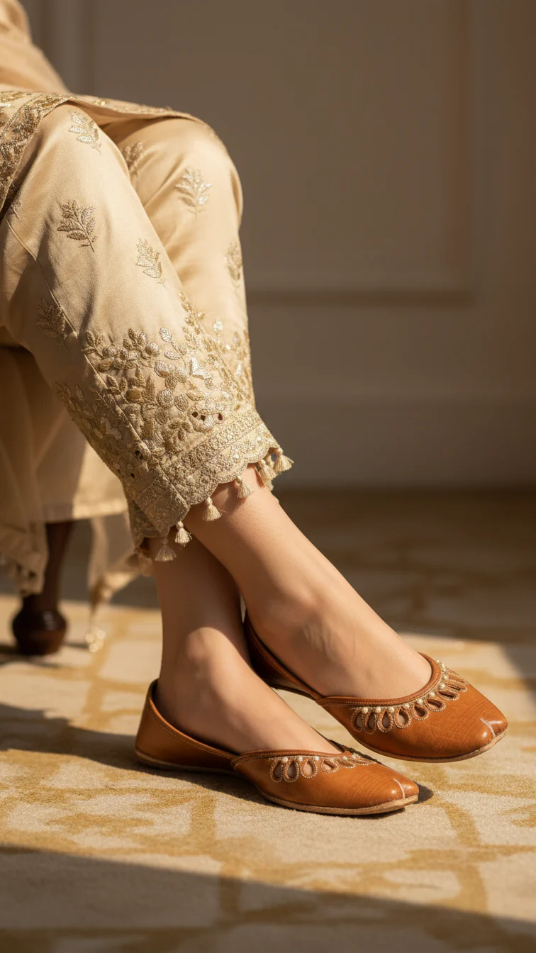 Mustard Leather Khussa EC8643