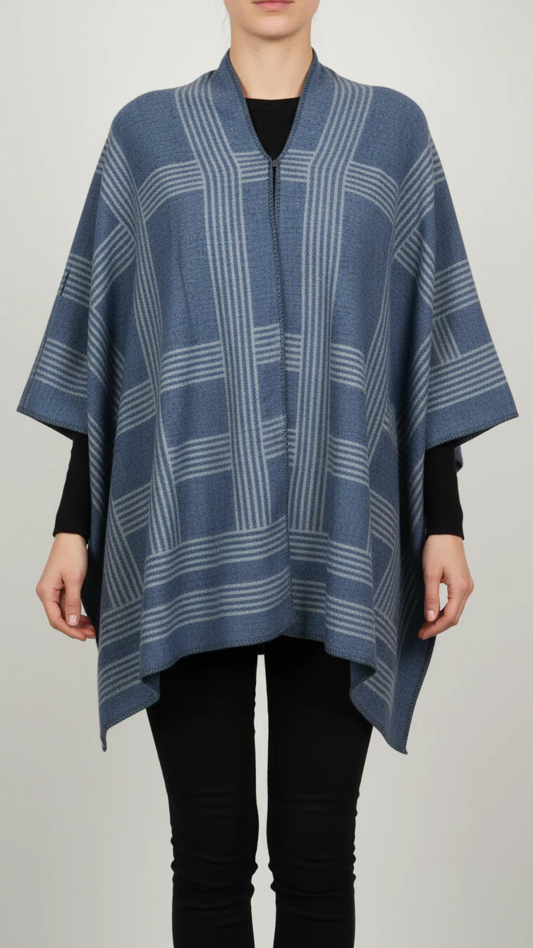 Navy Winter Cape shawl PW5916