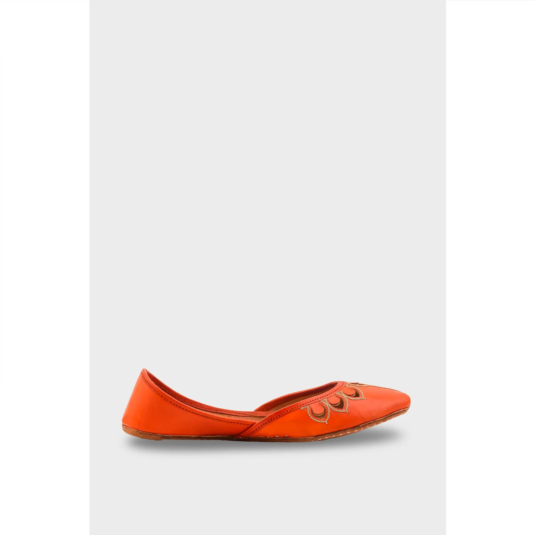 Orange Leather Khussa For Women EC8711 - Image 2
