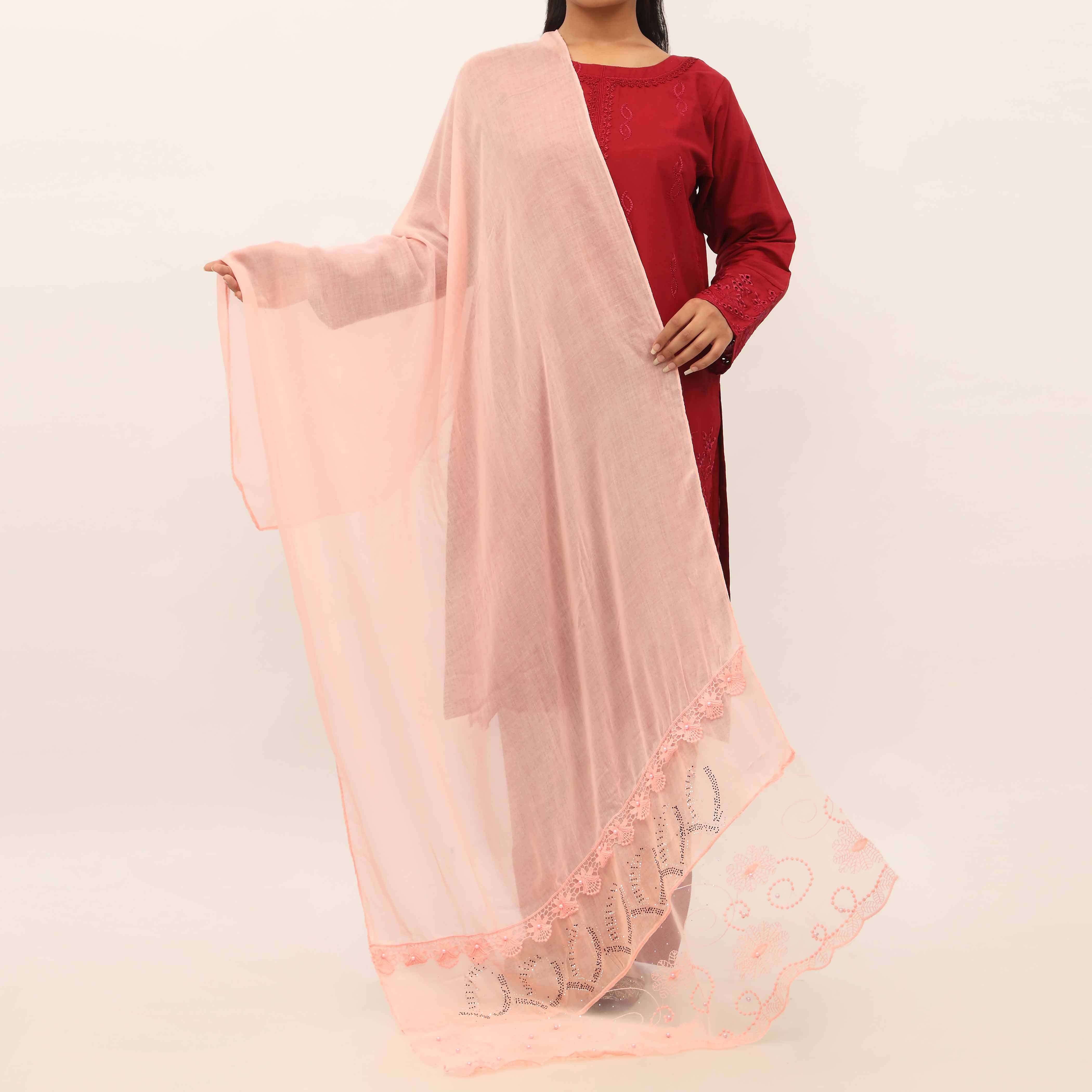 Peach Embroidered Stole PD5270