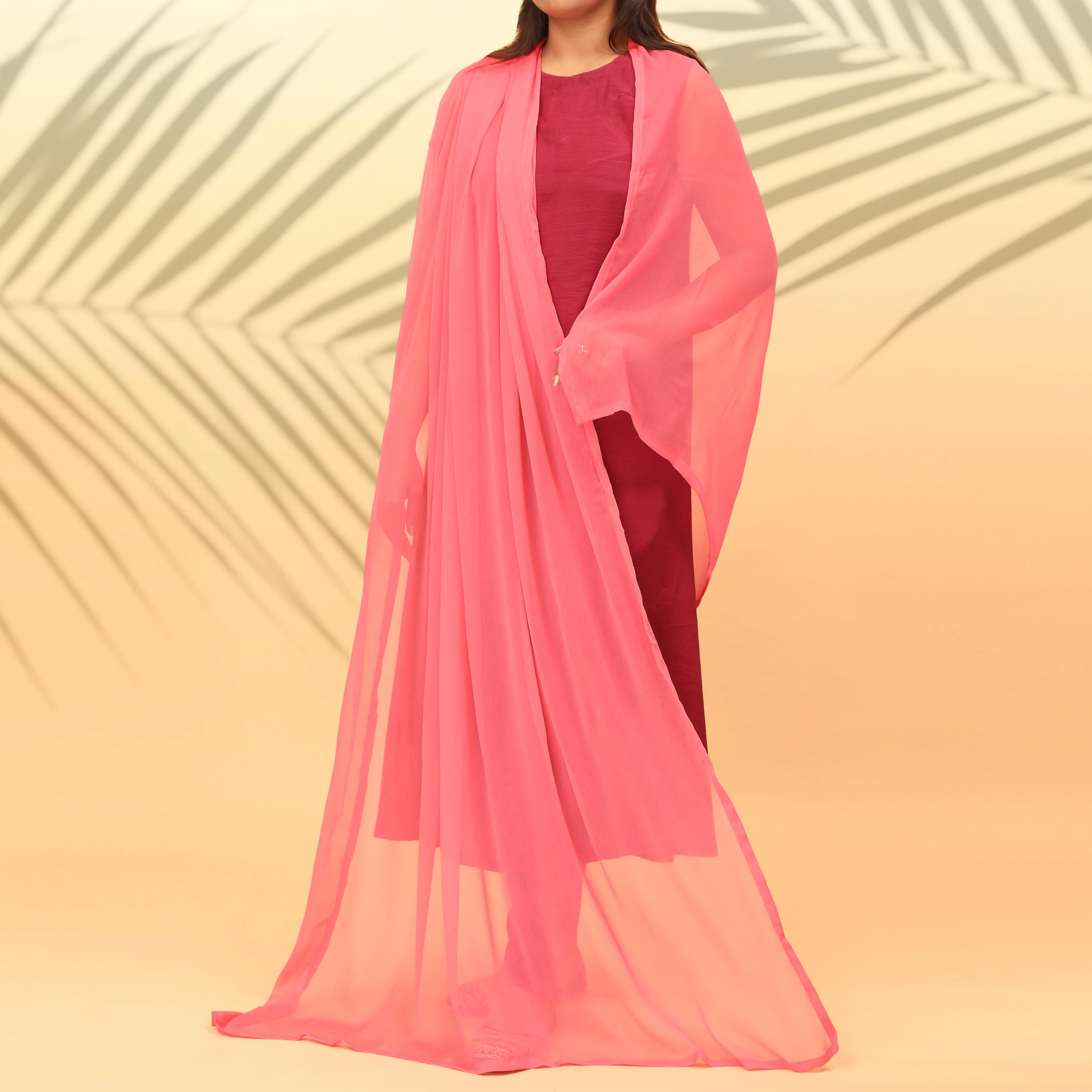 Pink Dyed Plain Chiffon Dupatta PS4706
