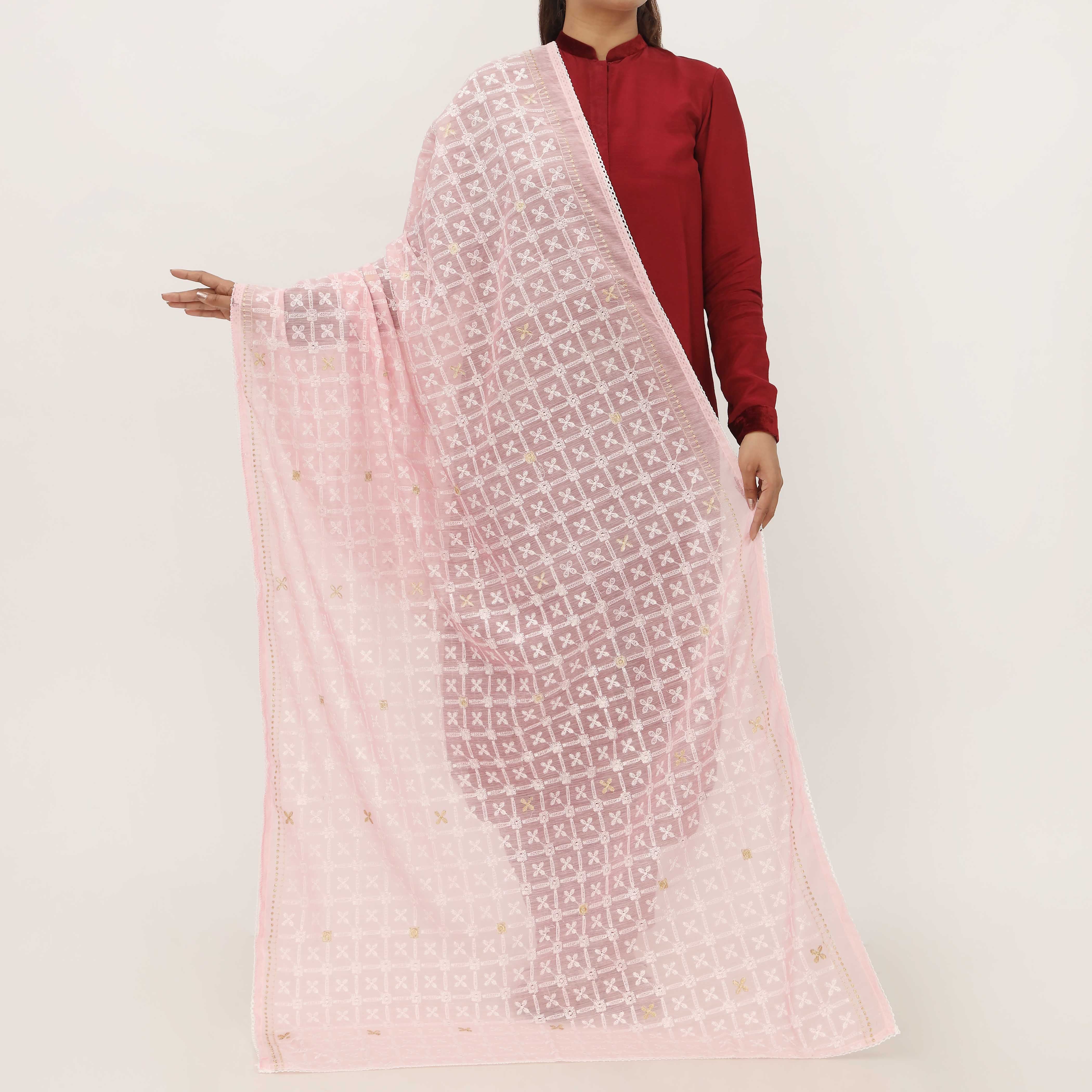 Pink Embroidered Dupatta PD5428