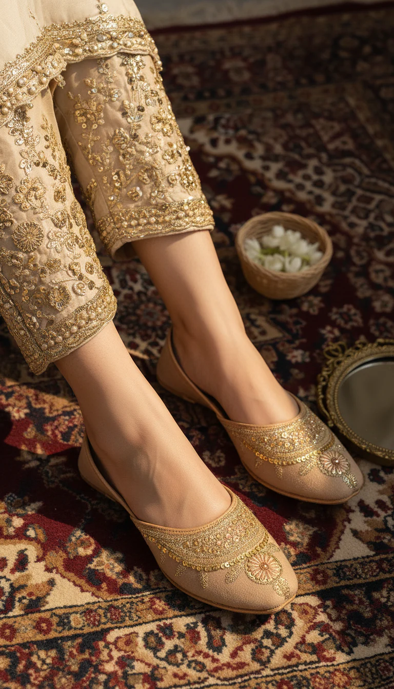 PISTAGREEN Leather Khussa For Women EC8765