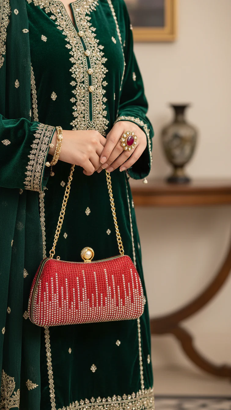 Red Fancy Clutch P24182