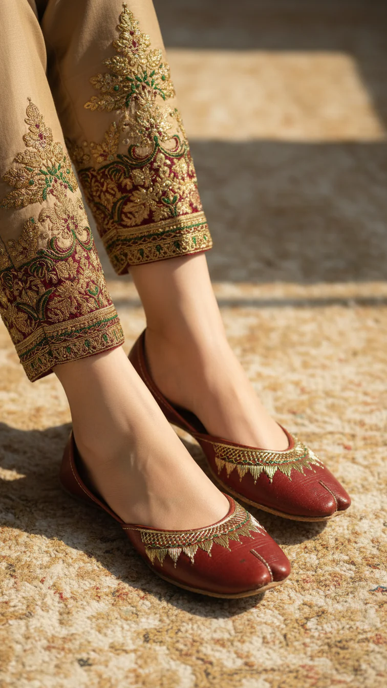 Red Leather Khussa For Women EC8672