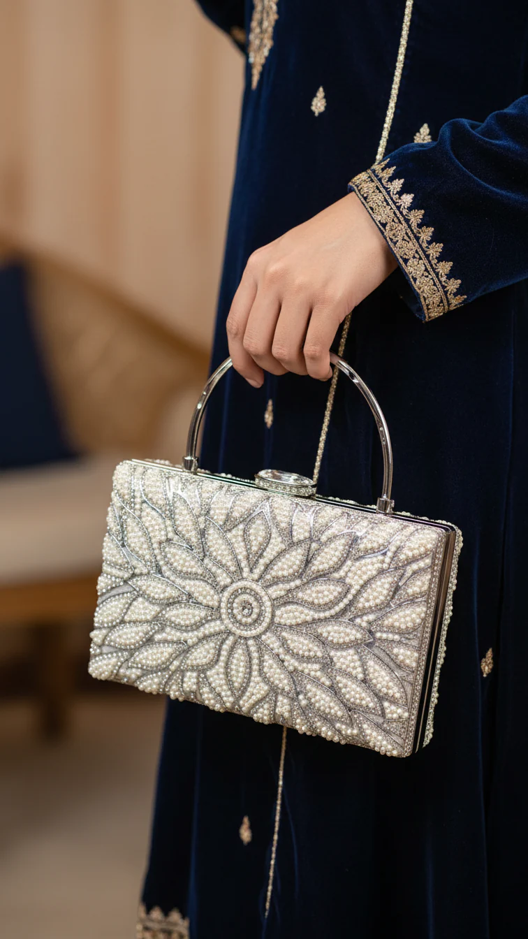 Silver Bridal Clutch p24257