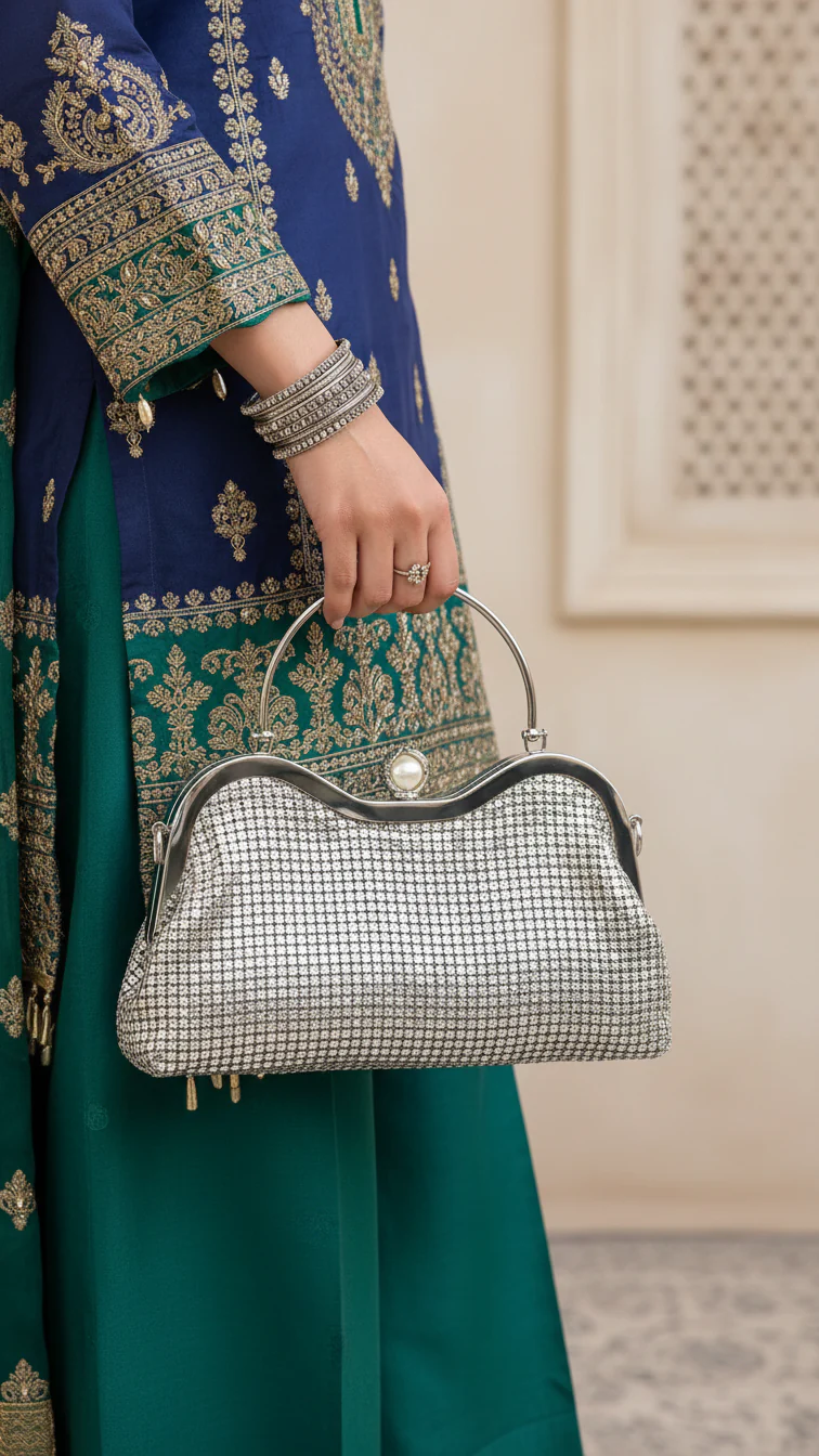 Silver Bridal Clutch P24298