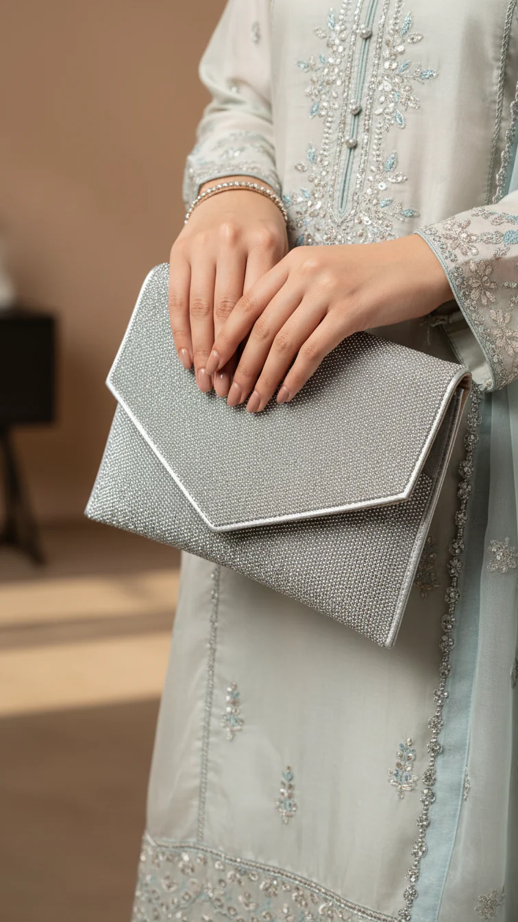 Silver Bridal Clutch P24348