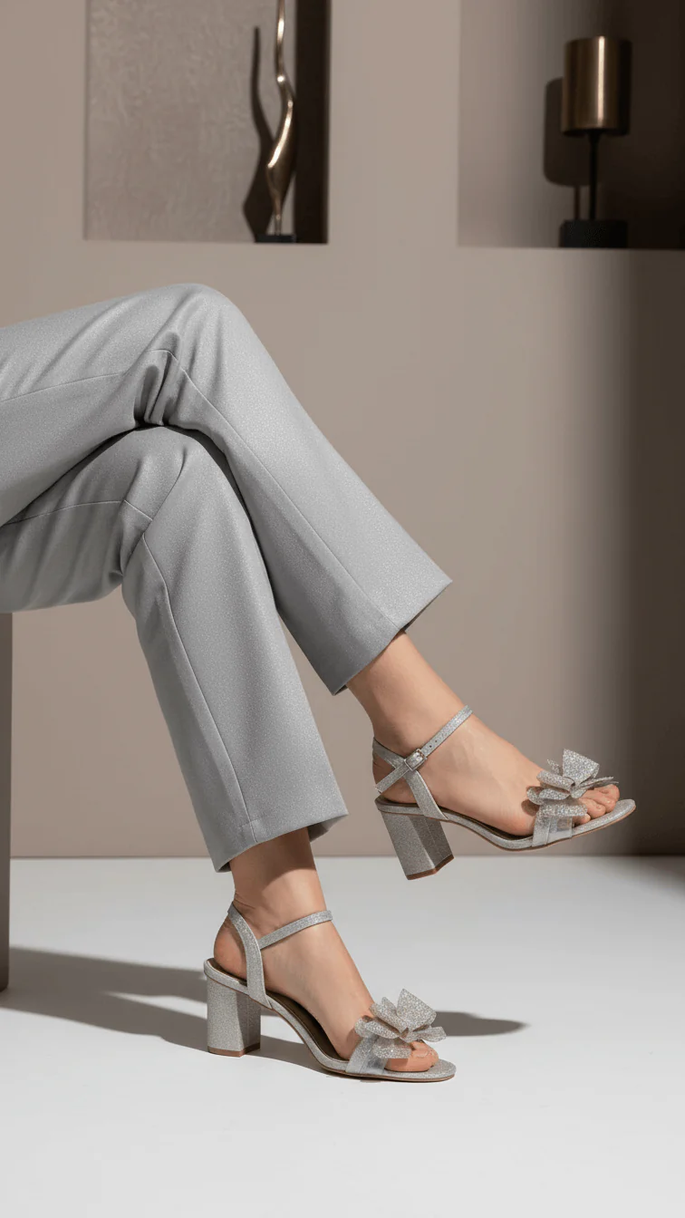 Silver Fancy Sandal For Ladies FN6140