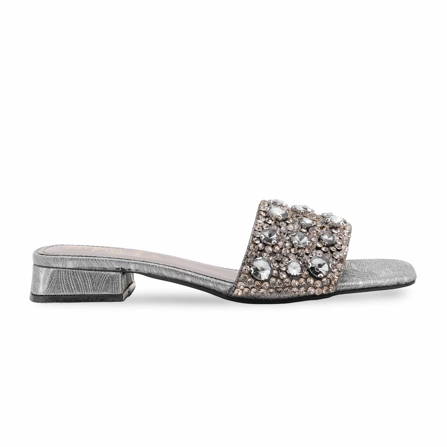 Silver Fancy Women Slipper FN8033 - Image 2