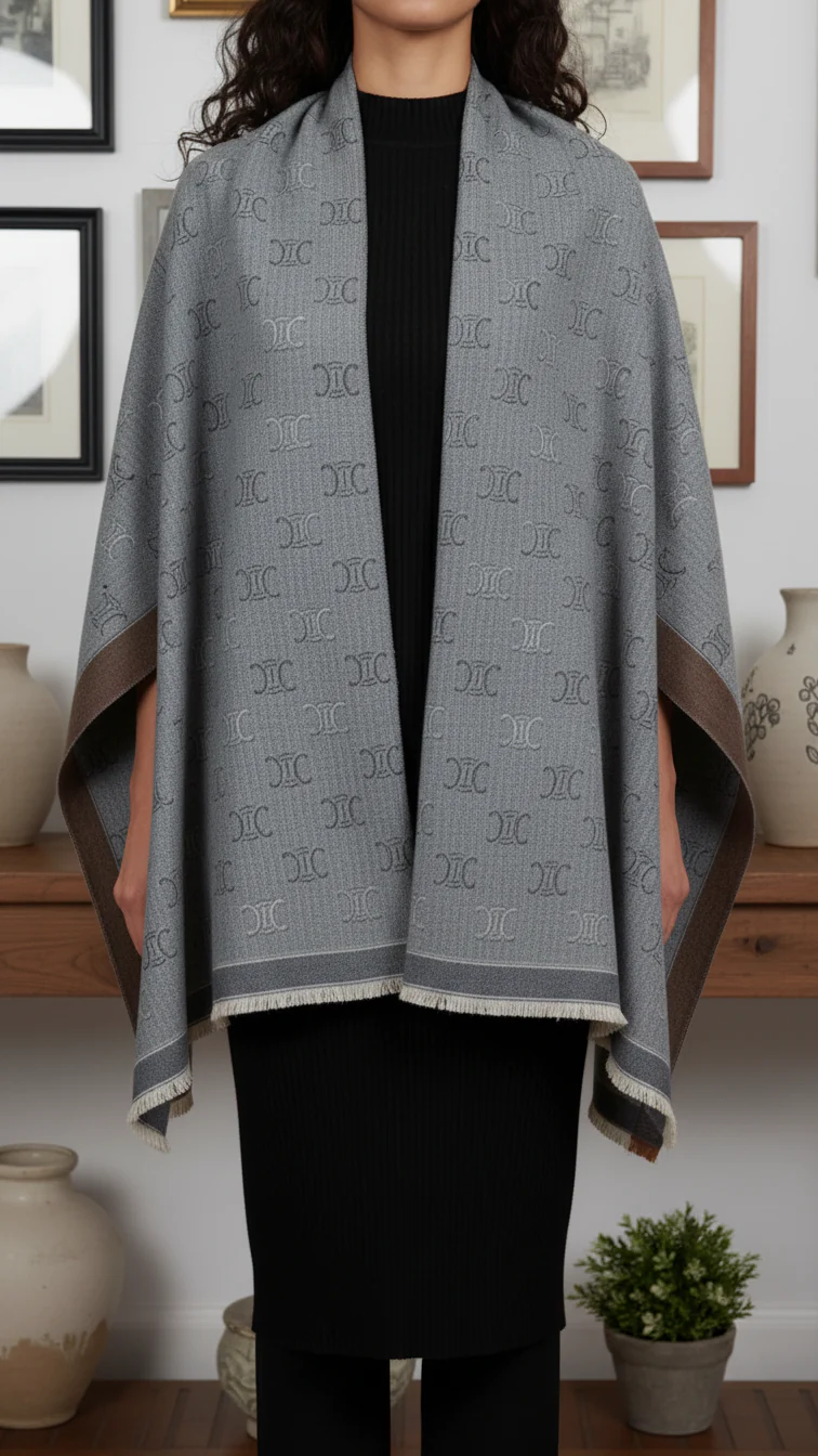 Silver Winter Cape Shawl PW5927