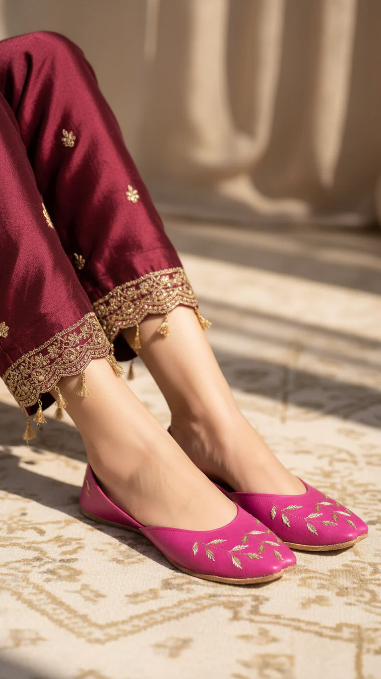 Sk Pink Leather Khussa EC8659