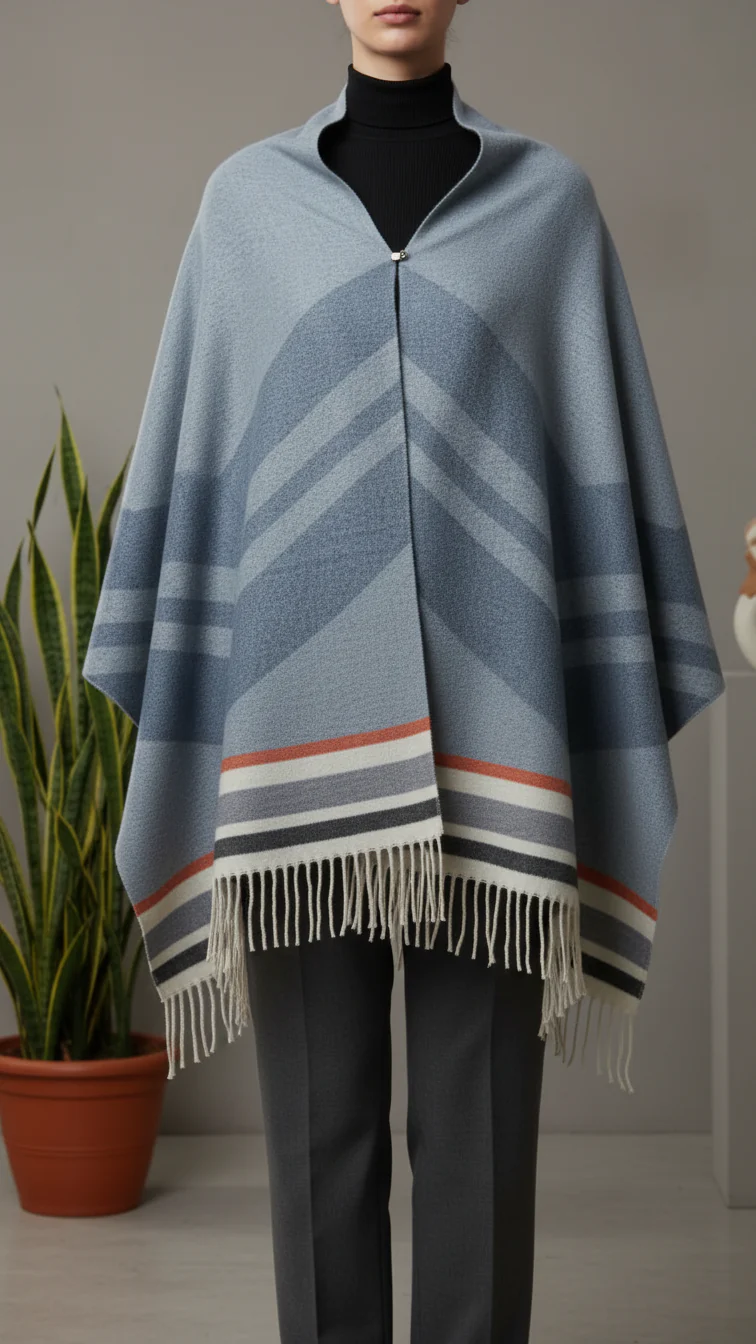 Sky Blue Winter Cape shawl PW5907
