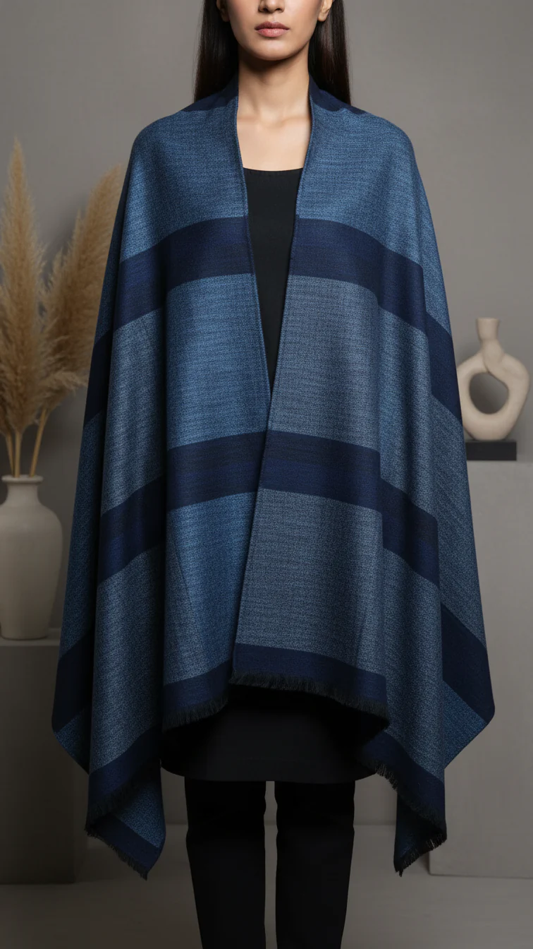 Sky Blue Winter Cape Shawl PW5912