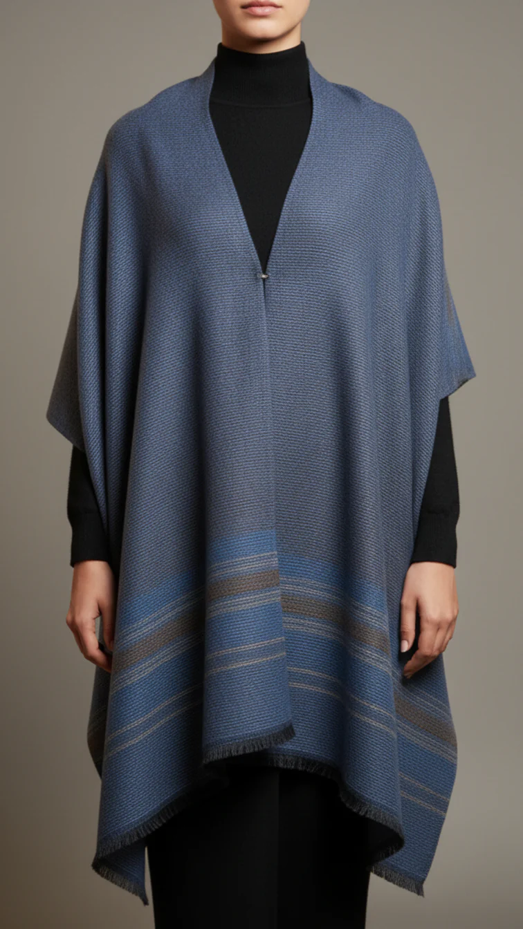 Sky Blue Winter Cape shawl PW5913