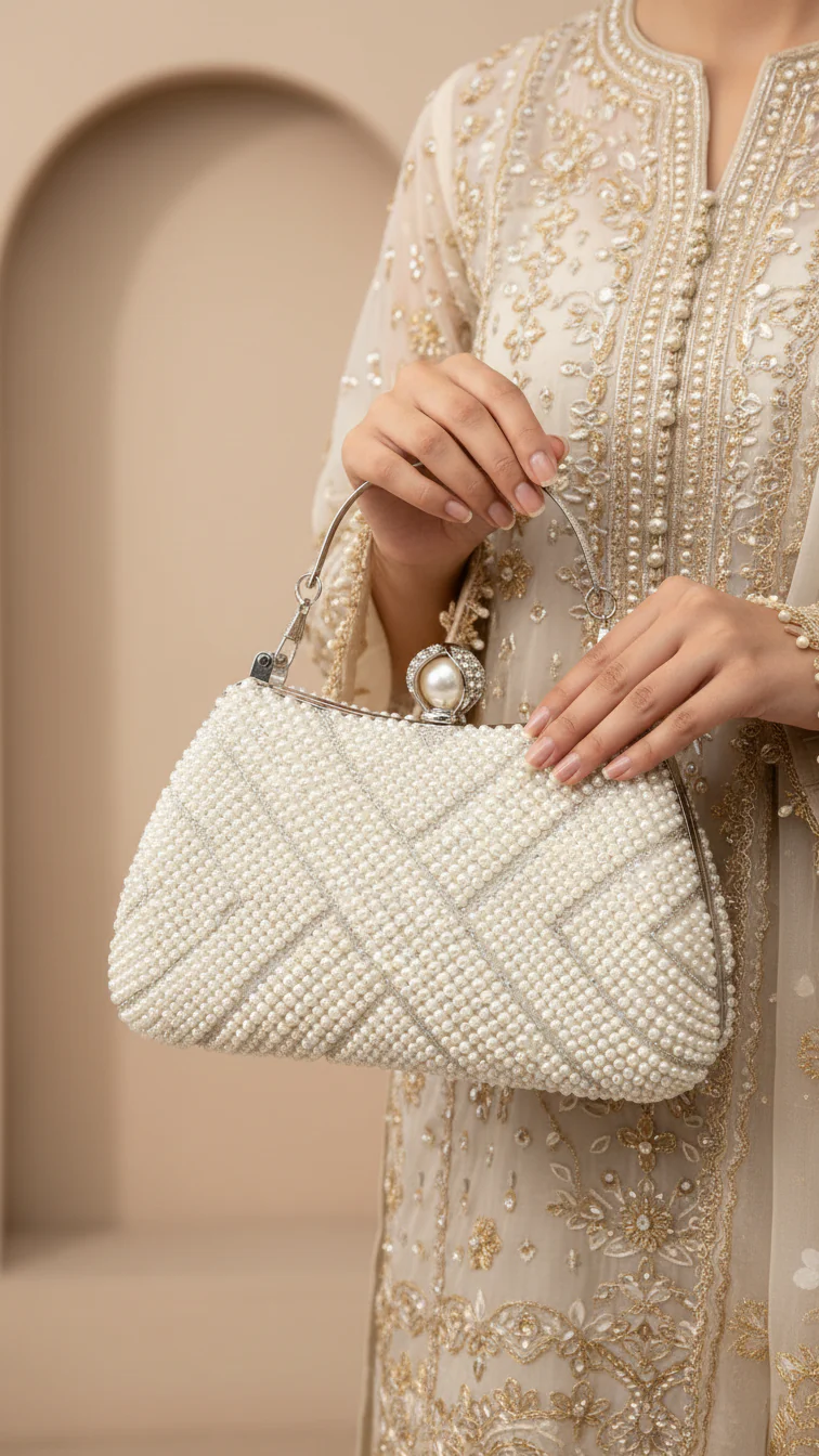 White Bridal Clutch P24287