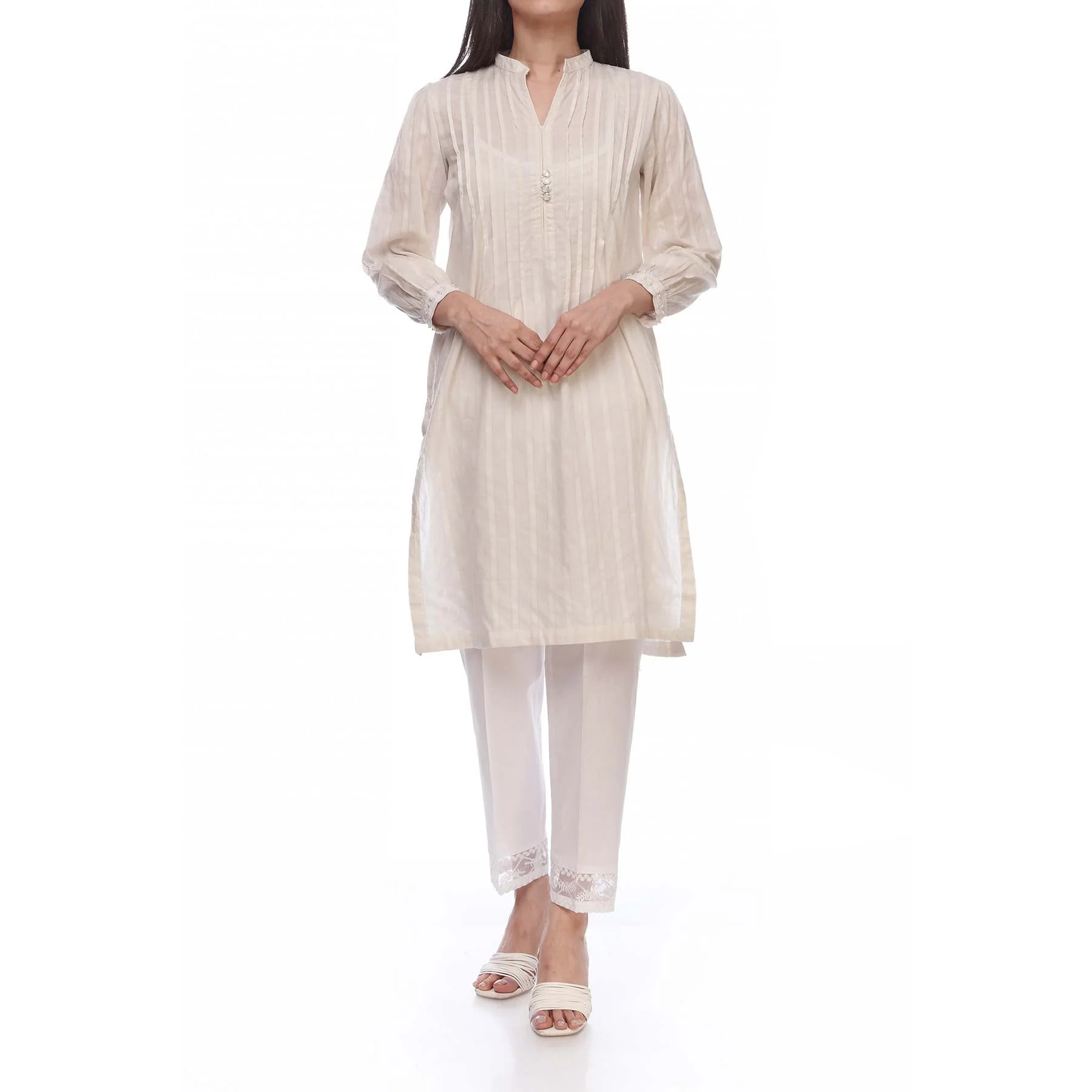 White Color Solid Self Jacquard Shirt PS2113